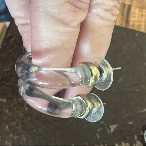 Lucite Acrylic Hoop Earrings - Picture 6 of 10